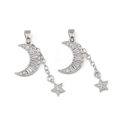 Brass Micro Pave Clear Cubic Zirconia Pendants CU-B002-08P-1