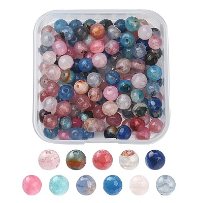 130Pcs Dyed Natural Multi-Color Agate Beads Strands G-YW0001-31-1