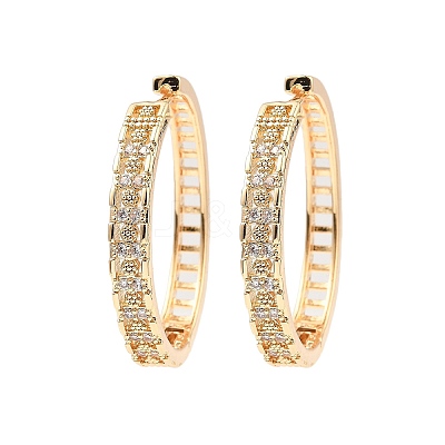 Brass Micro Pave Cubic Zirconia Hoop Earring EJEW-D078-48KCG-1