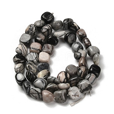 Natural Black Netstone Beads Strands G-P497-01E-73-1