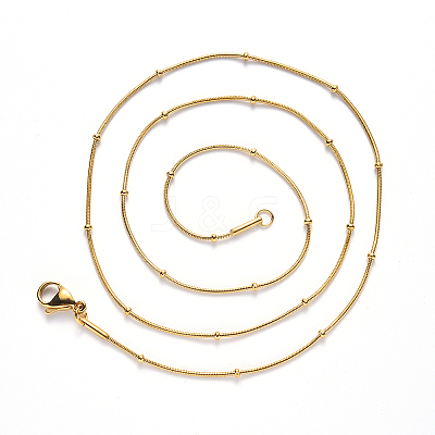 PVD Vacuum Plating 304 Stainless Steel Round Snake Chain Necklace NJEW-S420-009C-G-1