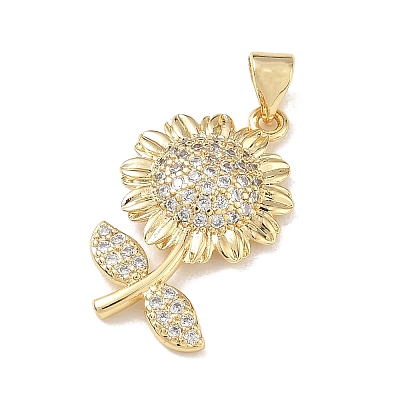 Brass Micro Pave Clear Cubic Zirconia Pendants X-KK-A303-07A-G-1