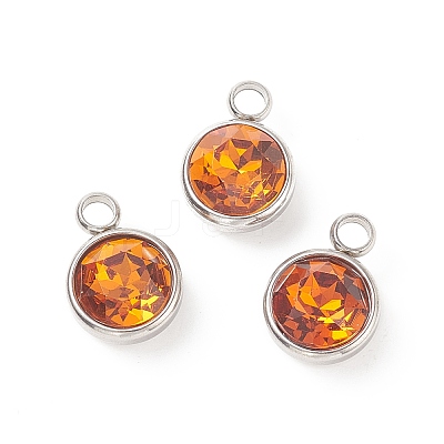 304 Stainless Steel Glass Rhinestone Charms X-STAS-E052-56C-1