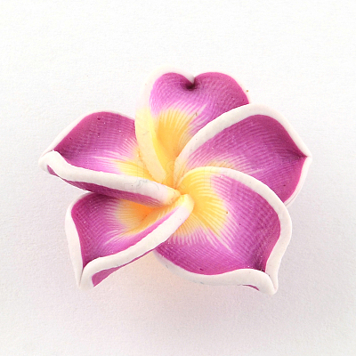 Handmade Polymer Clay 3D Flower Plumeria Beads CLAY-Q192-15mm-07-1
