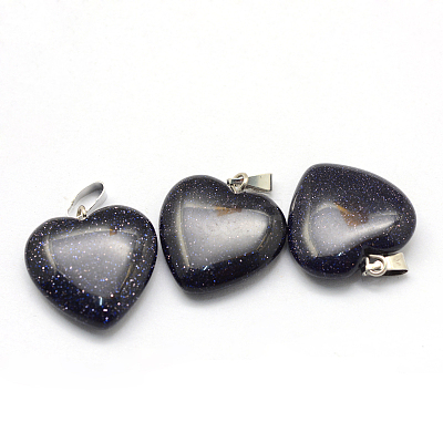 Heart Synthetic Blue Goldstone Pendants G-Q438-21-1