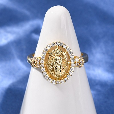 Religion Brass Micro Pave Cubic Zirconia Cuff Open Rings LS-RJEW-F204-06G-1