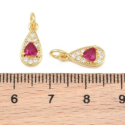 Brass Micro Pave Medium Violet Red Cubic Zirconia Charms CU-CBAB3AD-07G-01-1