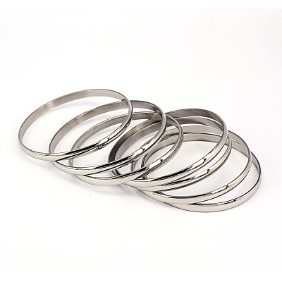 Tarnish Resistant 201 Stainless Steel Bangle Sets BJEW-O115-62P-1