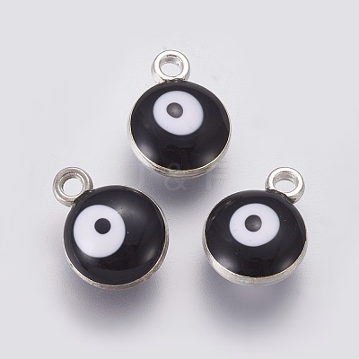 Double-sided Platinum Plated Alloy Enamel Charms ENAM-WH0046-B04-1