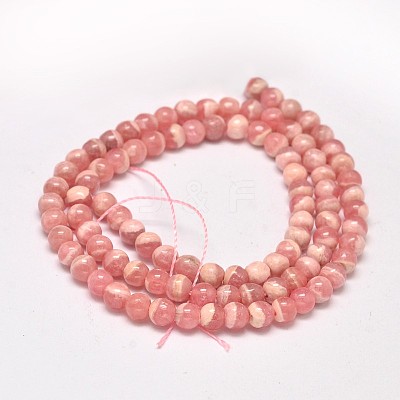 Round Natural Rhodochrosite Bead Strands G-F289-21-5mm-1