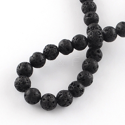 Dyed Natural Lava Rock Gemstone Round Bead Strands X-G-R293-04-1