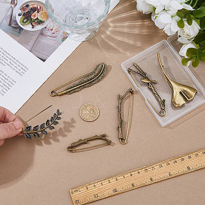 6Pcs 6 Styles Alloy Brooches for Clothes Backpack JEWB-HS0001-02-1