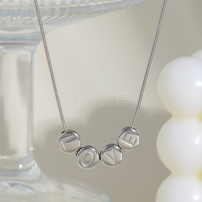 304 Stainless Steel Love Letter Pendant Necklaces for Women HR7701-2-1