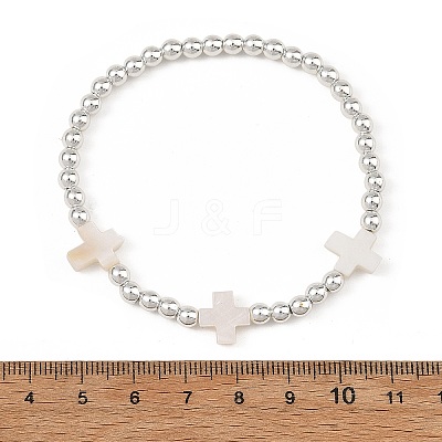 4Pcs 4 Styles Printed Porcelain Beads & Synthetic Hematite Beads & Shell Beads & ABS Plastic Pearl Stretch Bracelets Sets for Women BJEW-JB14203-01-1