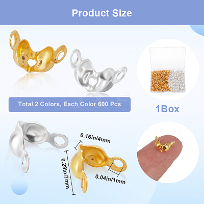 1200Pcs 2 Colors Brass Bead Tips KK-SP0001-94-1