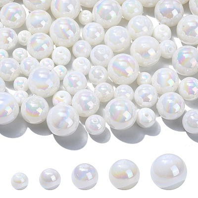 100Pcs 5 Styles ABS Plastic Imitation Pearl Beads KY-CJ0002-03-1