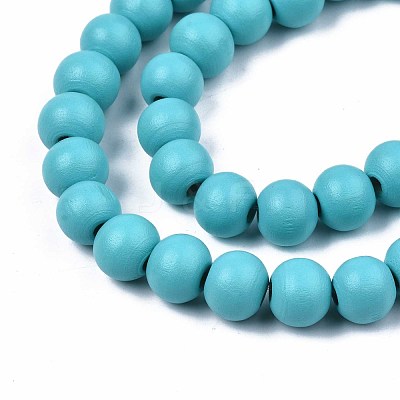 Painted Natural Wood Beads Strands WOOD-S053-54F-1
