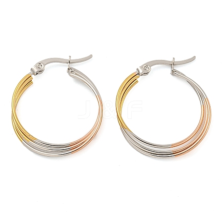 202 Stainless Steel Multi Layered Hoop Earrings EJEW-H003-32M-1