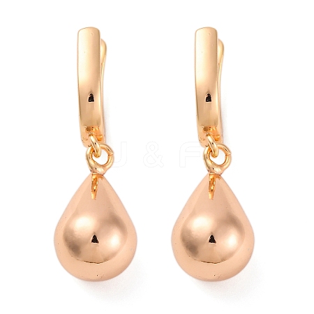 Brass Teardrop Hoop Earrings EJEW-K300-27G-1