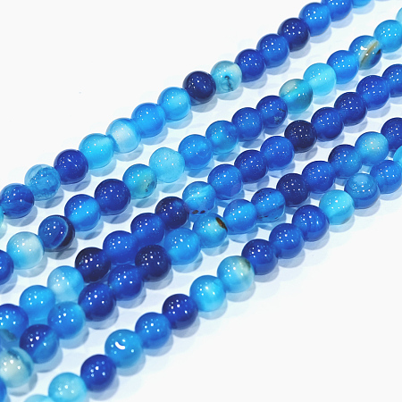 Natural Striped Agate/Banded Agate Beads Strands G-D845-01F-6mm-1
