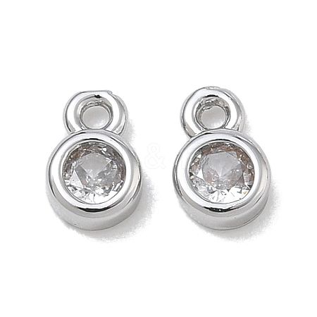 Brass Micro Pave Clear Cubic Zirconia Charms CU-CBA91C0-05P-1