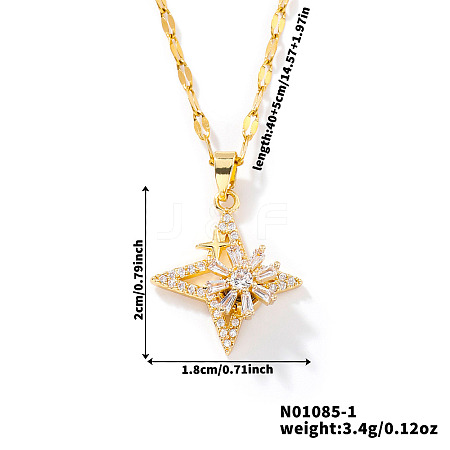 Brass Clear Cubic Zirconia Star with Rotating Windmill Pendant Necklaces for Stylish Girls TT4226-1