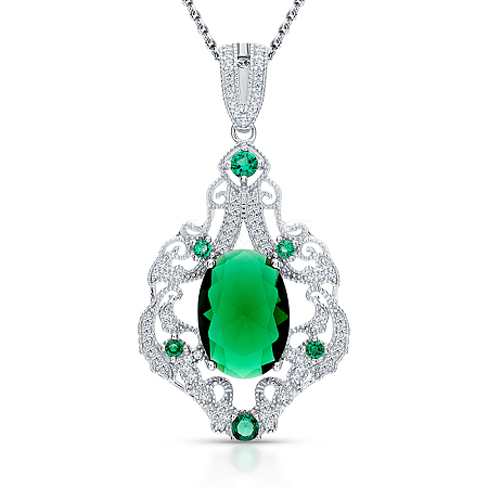 Elegant S925 Silver Inlaid Emerald Zircon Necklace for Mother's Day Gift SQ2388-1
