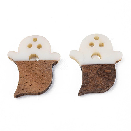 Halloween Theme Resin & Walnut Wood Pendants RESI-N025-026-B03-1