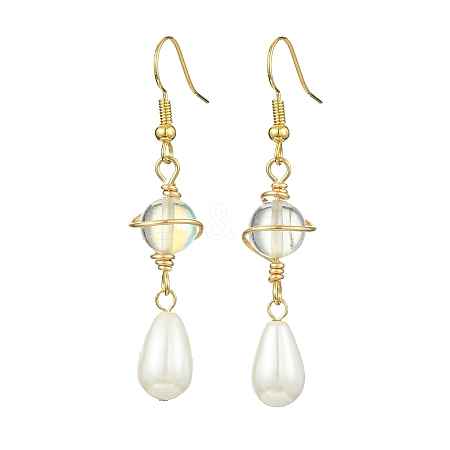 Natural Pearl Dangle Earrings EJEW-TA00325-1