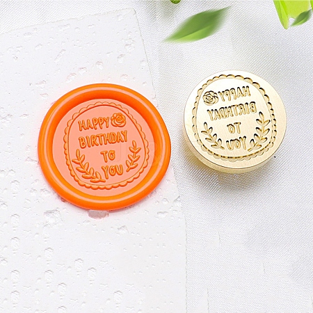 Golden Tone Wax Seal Brass Stamp Heads AJEW-U008-02G-12-1