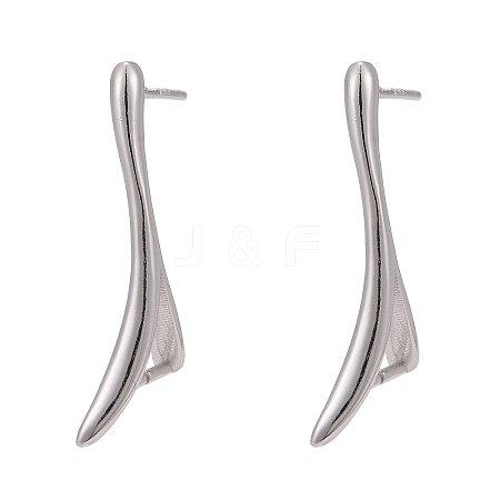 Anti-Tarnish Rhodium Plated 925 Sterling Silver Stud Earring Findings STER-F048-36P-1
