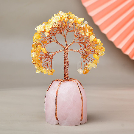 Natural Citrine Chips Tree of Life Decorations PW-WG83698-03-1