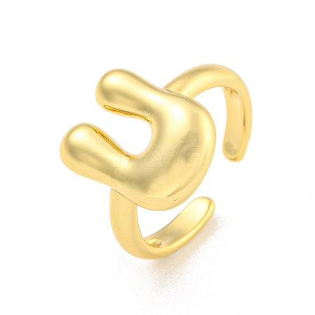 Brass Letter Open Cuff Rings for Women RJEW-G313-01U-G-1