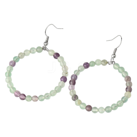 Fashionable Natural Fluorite Hoop Earrings for Women KJ9273-12-1