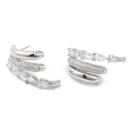 Crystal Rhinestone Claw Stud Earrings EJEW-D059-04P-01-1