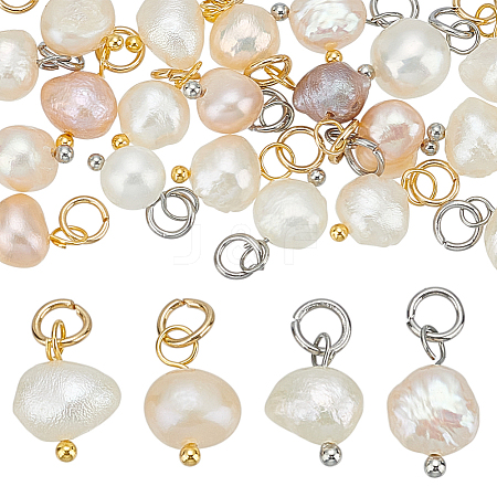 20Pcs 4 Styles Natural Cultured Freshwater Pearl Pendants PALLOY-AR00042-1