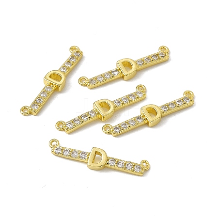 Rack Plating Brass Micro Pave Clear Cubic Zirconia Connector Charms KK-C007-37G-D-1