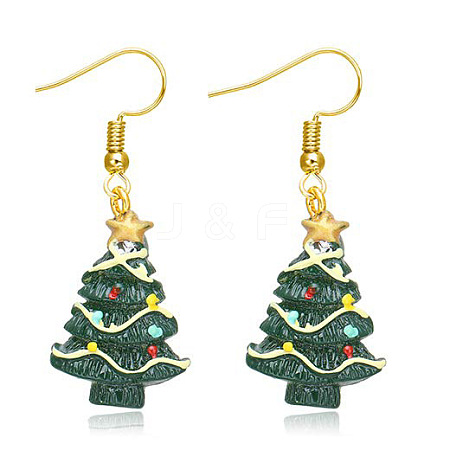Christmas Theme Alloy Plastic Dangle Earrings FS-WG6FBD6-03-1