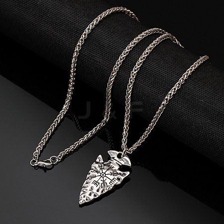 Vintage 304 Stainless Steel Viking Arrowhead Pendant Necklaces for Men WG2716D-01-1