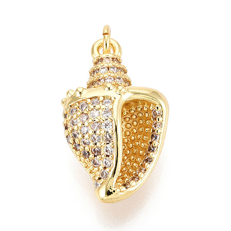 Brass Micro Pave Clear Cubic Zirconia Pendants KK-N268-59G-1