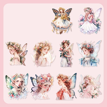 10Pcs 10 Styles Fairy Girl Series Paper Sticker PW-WG4530E-01-1