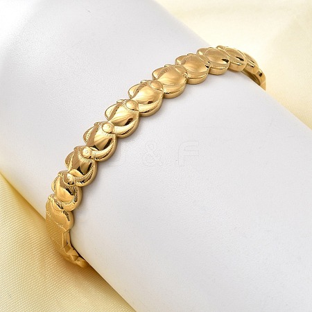 Fish 304 Stainless Steel Hinged Bangle for Women BJEW-K237-28G-1