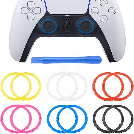 SUPERFINDINGS 6 Pairs 6 Colors Plastic Decorative Accent Rings for Game Controller FIND-FH0005-23-1