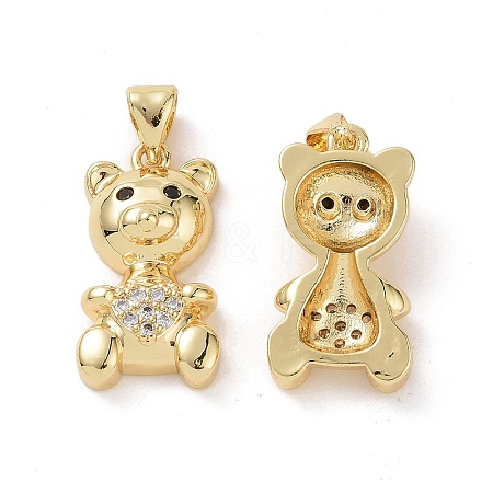 Brass Cubic Zirconia Pendants KK-G453-04G-1