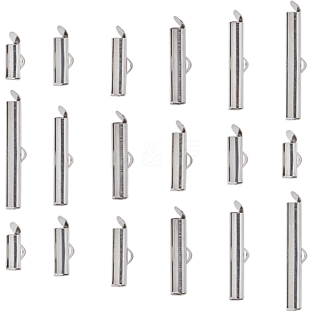 SUNNYCLUE 96Pcs 6 Size 304 Stainless Steel Slide On End Clasp Tubes STAS-SC0007-72-1