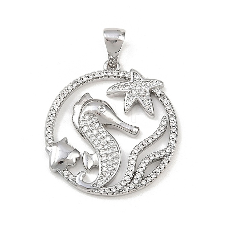 Ocean Brass Micro Pave Cubic Zirconia Pendants KK-K411-04B-P-1