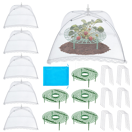 6Sets Round Plastic Strawberry Growing Tray Support AJEW-MA0001-36-1