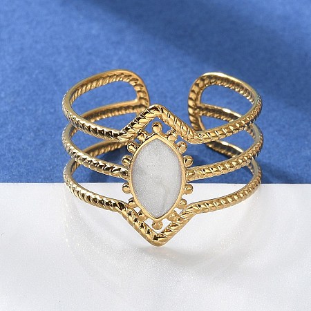304 Stainless Steel Enamel Cuff Rings RJEW-M171-32G-1