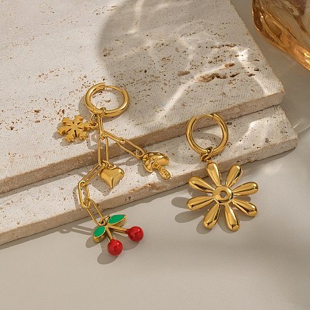 304 Stainless Steel Enamel Hoop Earrings EJEW-G451-06G-1