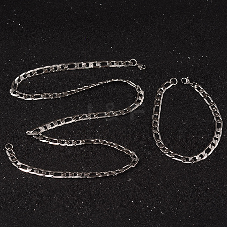 304 Stainless Steel Figaro Chains Necklaces and Bracelets Jewelry Sets SJEW-L430-07P-1